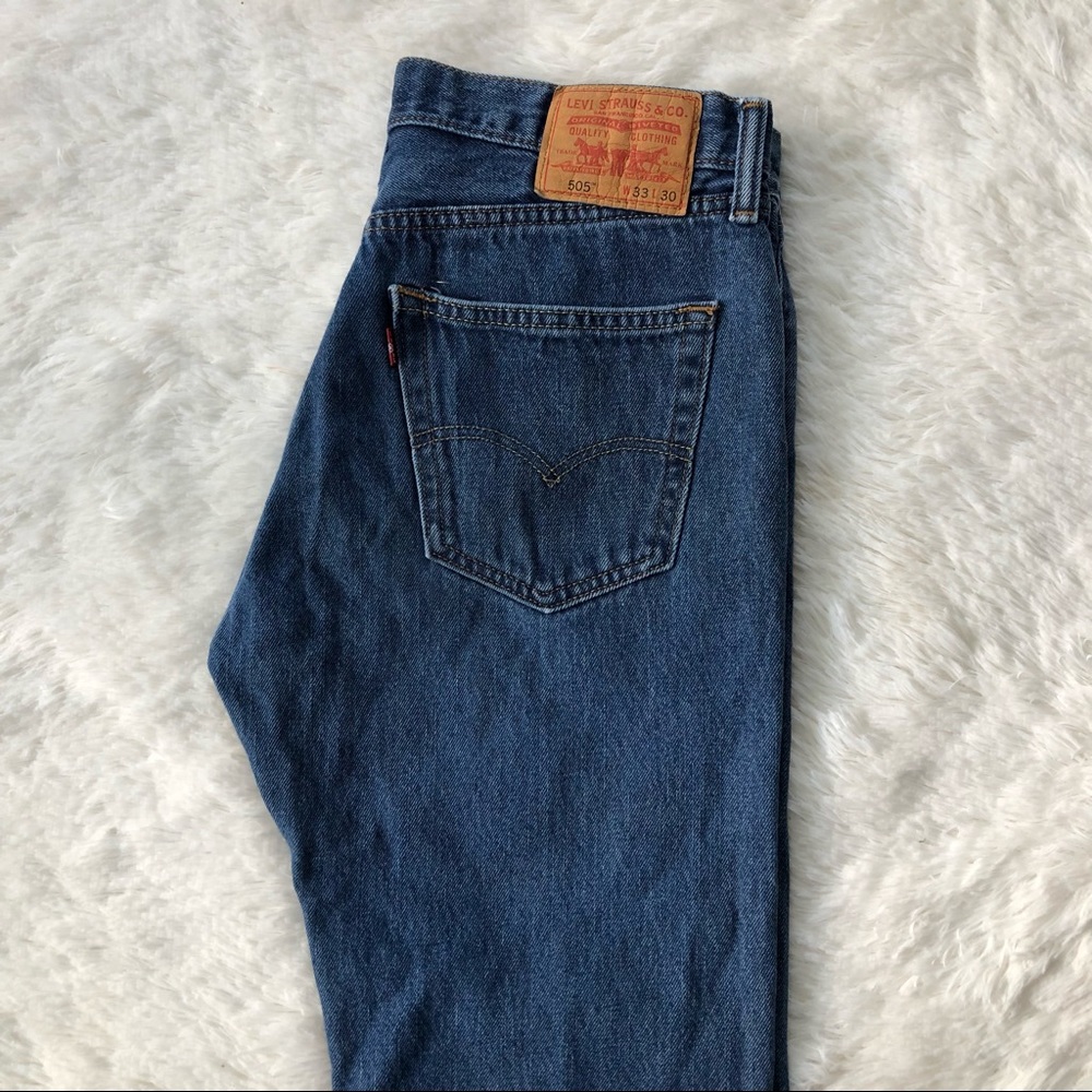 LEVIS • 505 Straight Fit Jeans W33 L30 Dark Stonewash - Picture 13 of 15